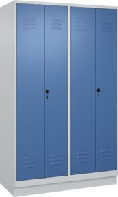 C+P Spind Classic PLUS mit 4 Abteilen in Fernblau, Sockel, mit Sicherheits-Drehriegel und Garderobenstange, H x B x T: 195 x 120 x 50 cm - Bild 1