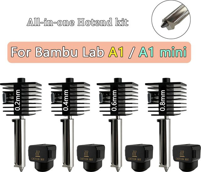 Bambu Lab A1 Mini All-in-One Hotend Kit mit gehärteter Stahldüse für 0,2 mm, 0,4 mm, 0,6 mm und 0,8 mm Zubehör für deinen Bambu Lab A1 3D-Drucker - Bild 1