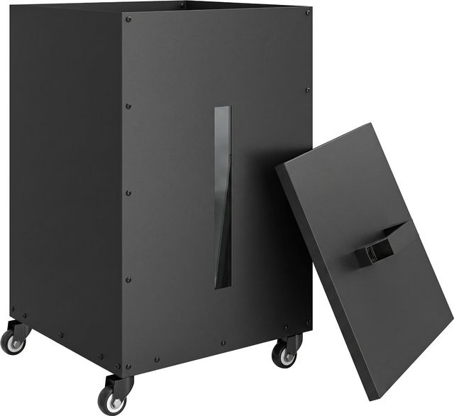 Outsunny Metall Pelletbehälter mit Rollen und Sieb in Schwarz, 30 kg Pelletbox mit 4 transparenten Füllstandsanzeigen, B/T/H: 36,5 x 36,5 x 61,5 cm - Bild 1