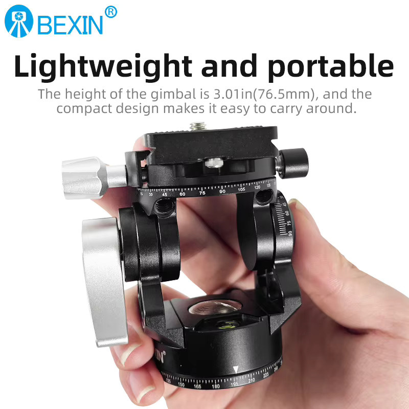 BEXIN Mini-Stativkopf in Schwarz mit Doppel-Panorama-Funktion und Arca Swiss Schnellwechselplatte für DSLR-Kameras - Bild 4