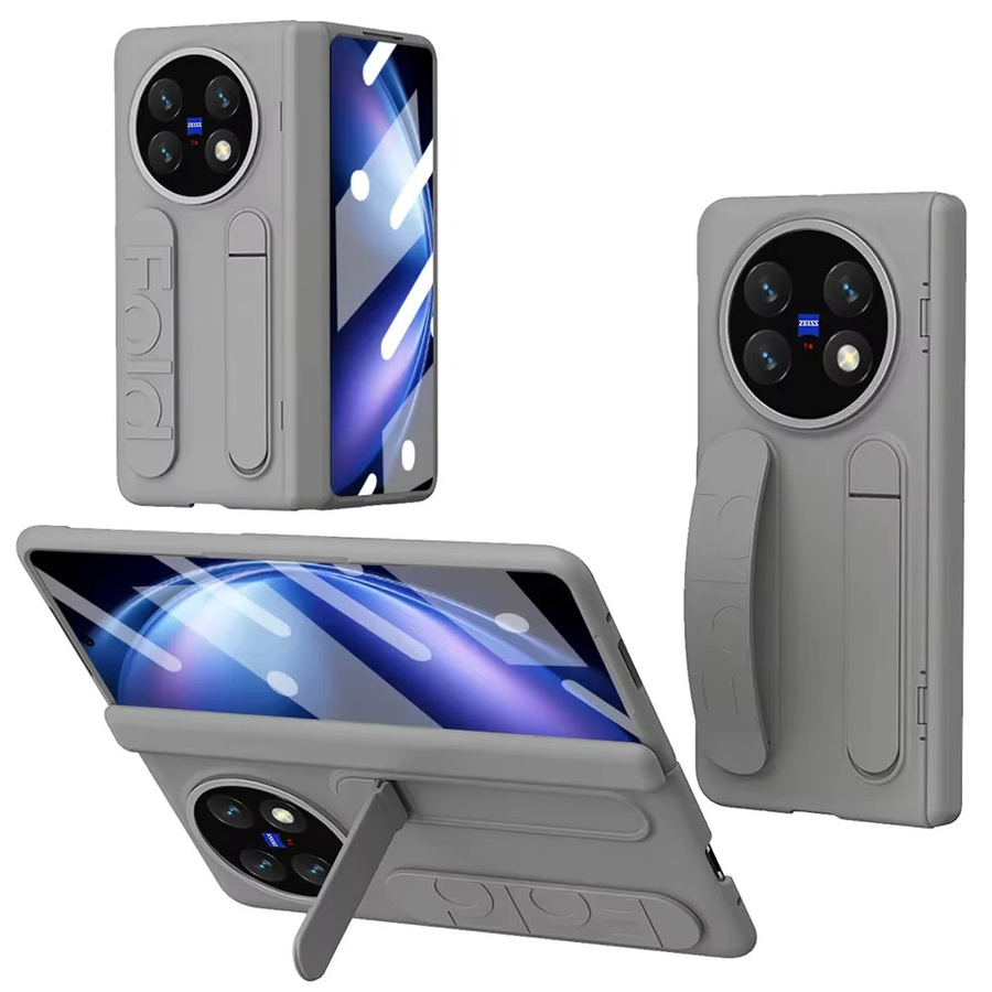 Vivo X Fold 5 Schutzhülle mit Armbandhalterung und vorderem Schutzfilm aus PC-Hartschale in Grau oder Weiß - Bild 3