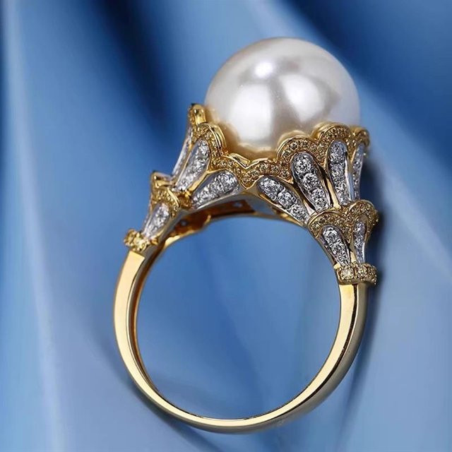 Huitan Damen-Ring, Bicolor, Perle, Zirkonia - Bild 1