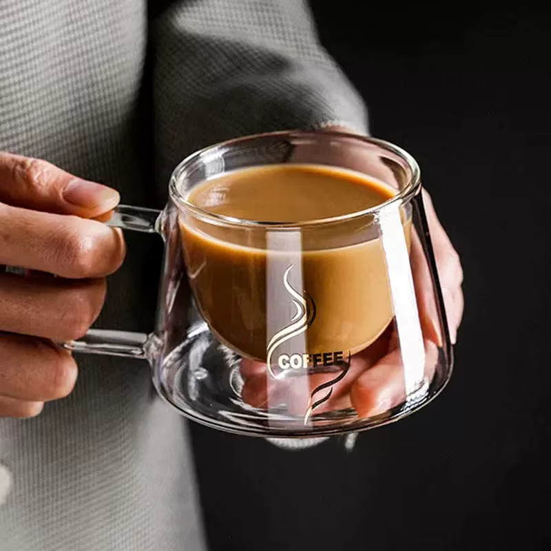 YWDL Doppelwandige Kaffeetasse aus Borosilikatglas, transparent, 180 ml - Bild 2