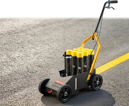 VEVOR Markierungswagen Linien-Markiergerät Schwarz mit 9 Spraydosen-Kapazität und einstellbarer Linienbreite 50–100 mm für Parkplätze, Werkstätten und Straßen - Bild 1