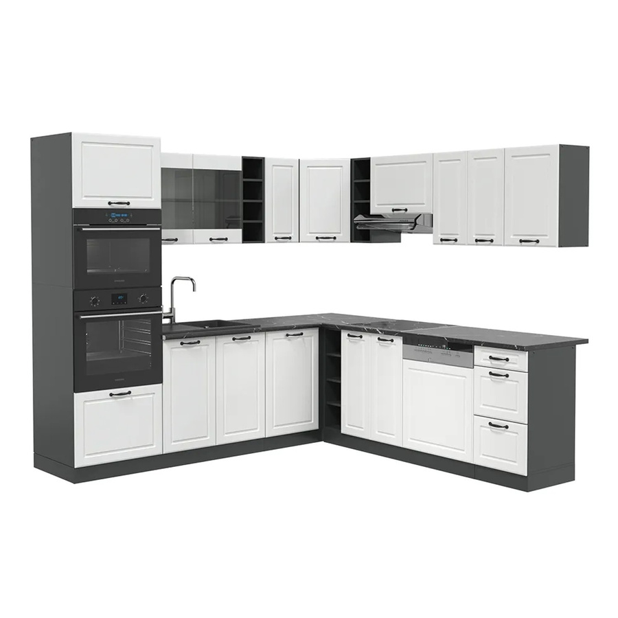 Vicco R-Line Eckküche Landhaus Stil in Weiß und Anthrazit B/T/H: 237 x 247 cm - Bild 2