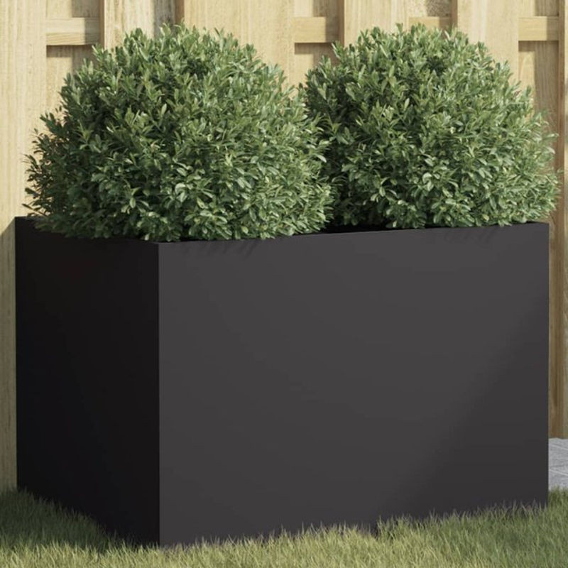 Vidaxl Pflanzgefäß aus Metall, Schwarz, Rechteckig, B/T/H: 62 x 47 x 46 cm - Bild 1