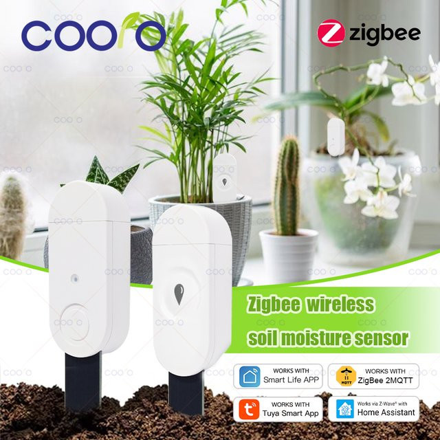Tuya ZigBee Bodenfeuchtigkeitssensor von coolo zur Messung von Luftfeuchtigkeit, Temperatur und Lichtintensität in Weiß für Pflanzen und Home Assistant Unterstützung - Bild 1