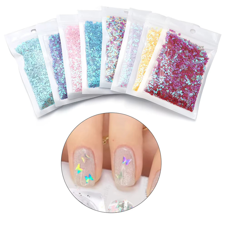 Schmetterling Pailletten aus PVC in Weiß und Multicolour für DIY Kleidung, Maniküre und Make-up Dekoration, 30 g pro Paket - Bild 2