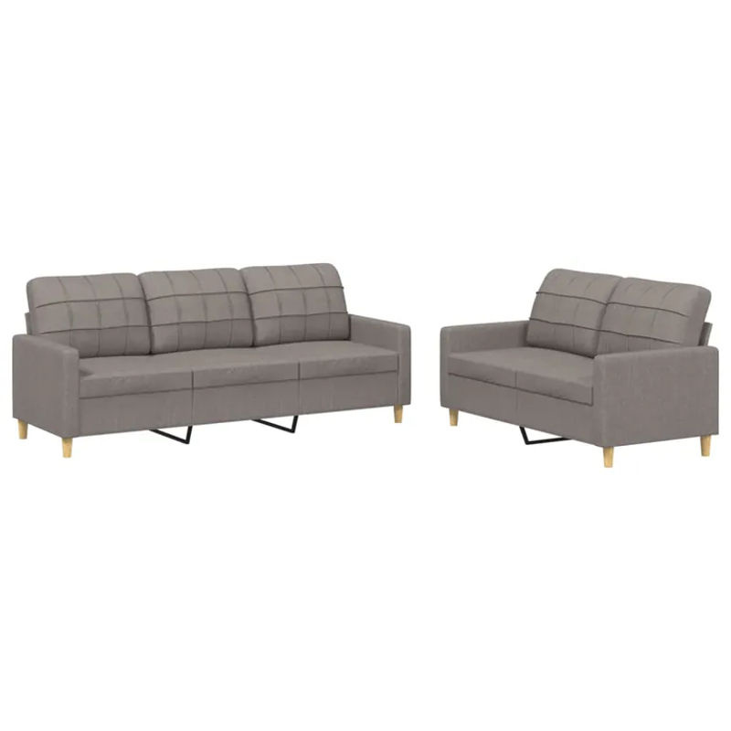 Vidaxl 2-teiliges Lounge-Set mit Kissen in Taupe meliert und Grau im modernen Design - Bild 2