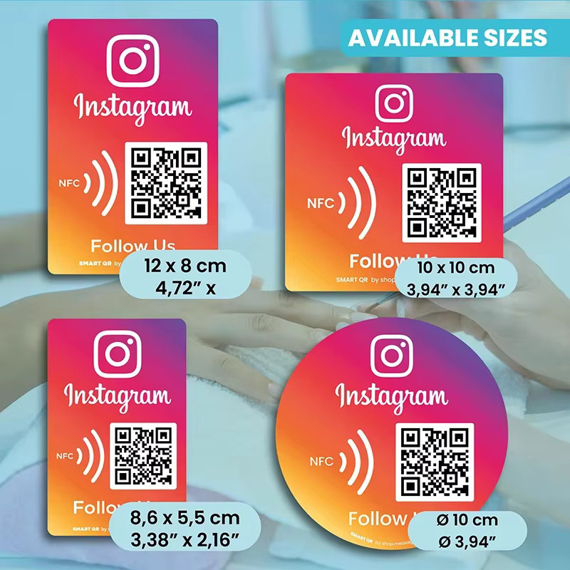 Acryl Social Media Display mit NFC und QR-Code für Instagram, Facebook und Google Reviews, Mehrfarbig, Höhe: 10,0 cm - Bild 1