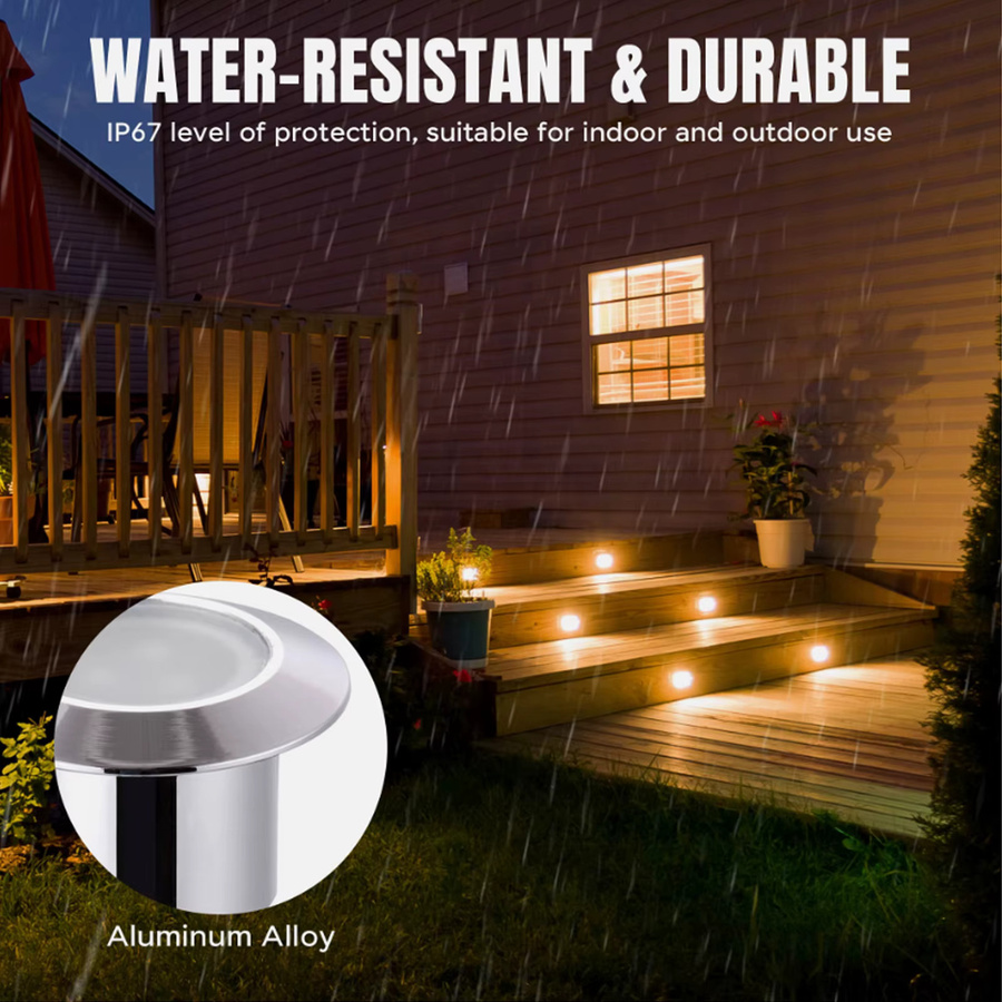 KISUFU LED-Deckleuchte für den Außenbereich, wasserdichte runde Bodenstrahler für Garten und Treppen, warmweiß, DC12V, 10er Set - Bild 4