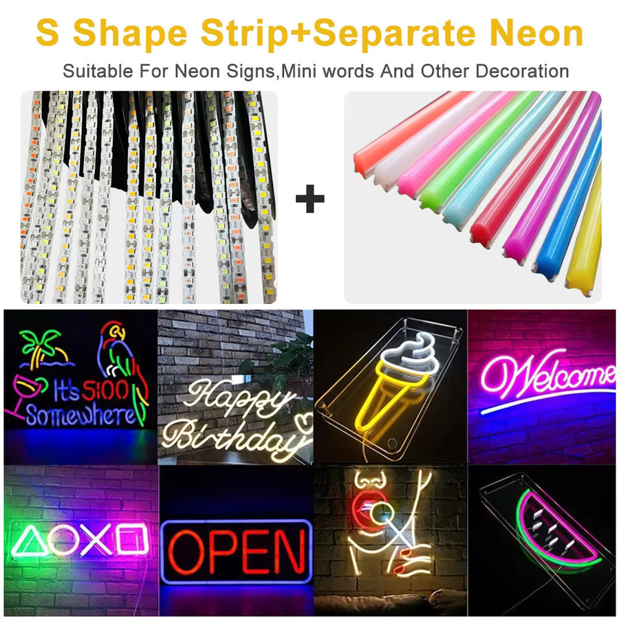 FUNZENXIN S-Form LED Streifen RGB Multicolour, 120 LED/m, Breite: 6 mm, flexibel und biegbar für DIY Neon Zeichen - Bild 4