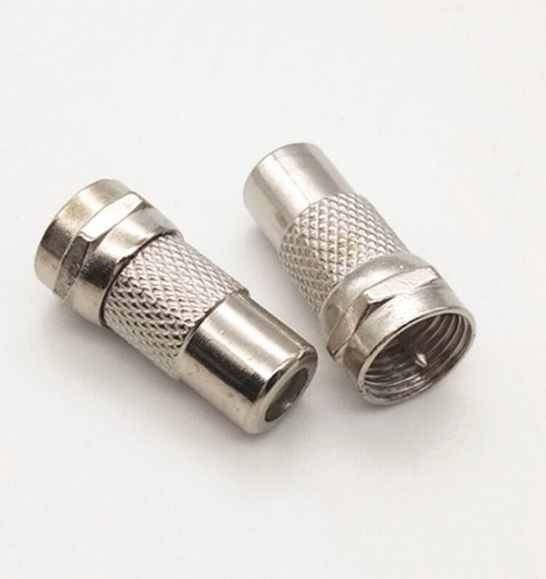 2er-Set Koaxialadapter Gerade F-Typ Stecker auf RCA Cinch-Buchse in Silber - Bild 1