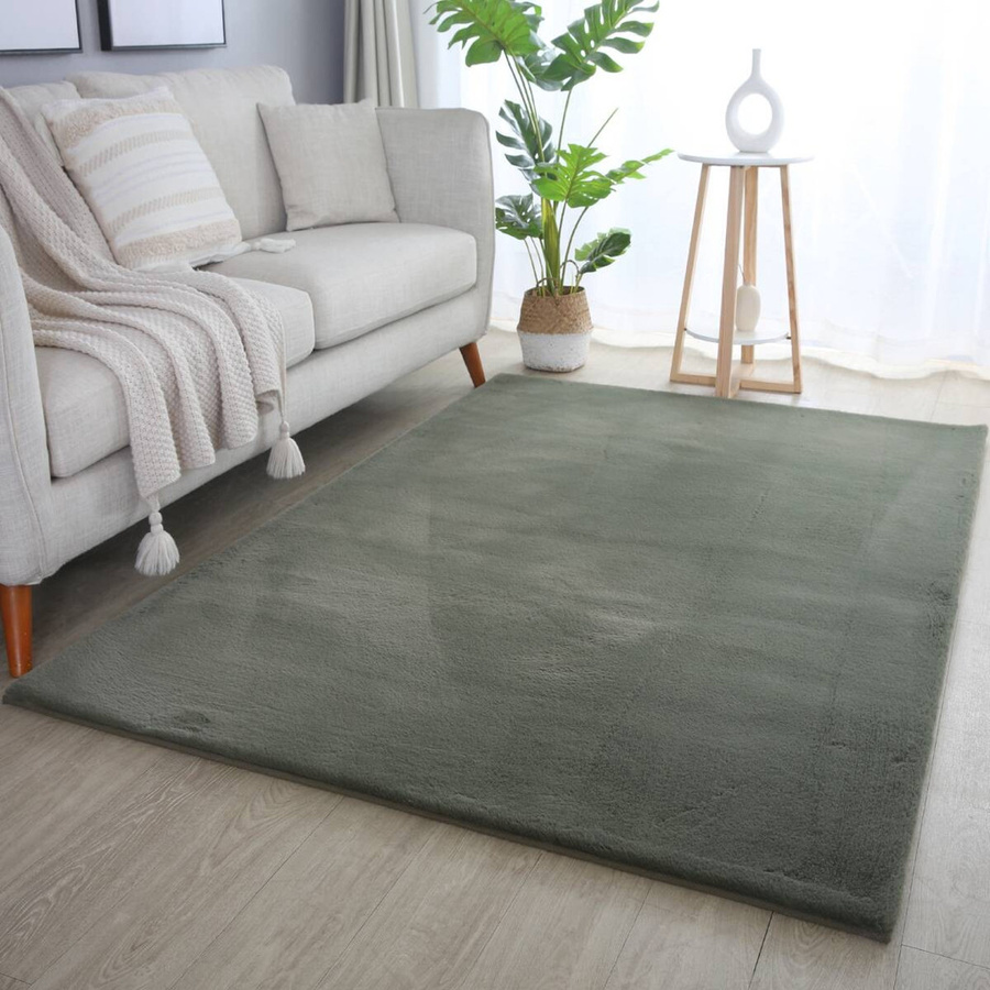 Ayyildiz Kurzflorteppich Pouffy in Grün mit Felloptik, Breite: 120 cm, Länge: 170 cm - Bild 3