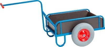 Rollcart Transportsysteme Handkarren mit Bordwand für den Innenbereich, Farbe: Enzianblau RAL 5010, B/H: 805 x 535 mm - Bild 1