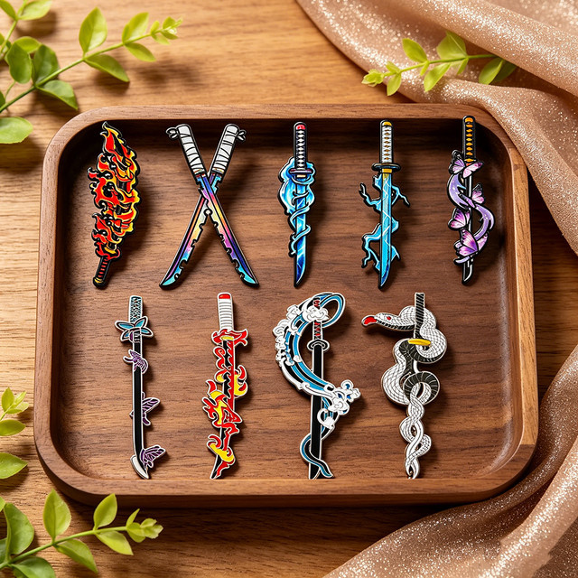 Bandai Emaille-Pin-Set, Demon Slayer Nichirin Schwert, Anime Katana Broschen, Bunt - Bild 1
