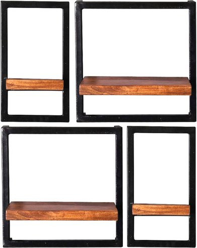 SIT Wandregal PANAMA mit 4 Fachböden aus Holz und Metall in Braun, B/T/H: 60 x 25 x 75 cm - Bild 1