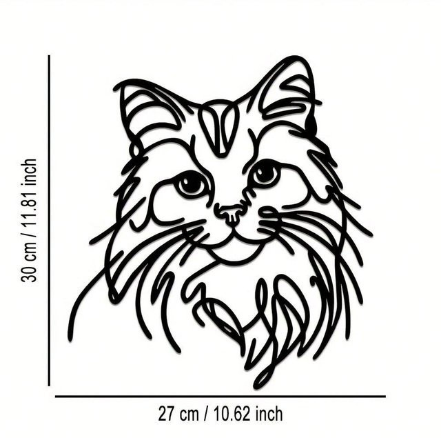 Moderne Metall Katze Drahtkunst Wanddeko von CIFbuy in Grau für Innen und Außen - Bild 1