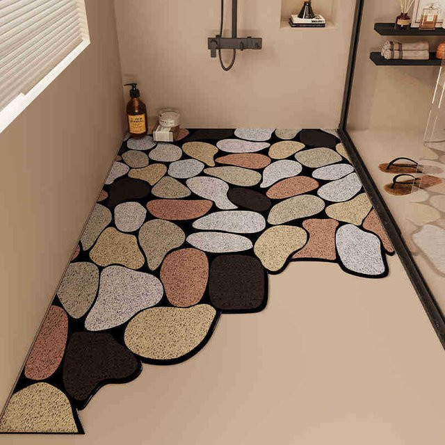 Yiran Furniture Anti-Rutsch-Matte fürs Badezimmer mit Seidenring-Design, zugeschnittene Anti-Tropf-Abflussmatte, Mehrfarbig, B/T: 50 x 120 cm - Bild 1