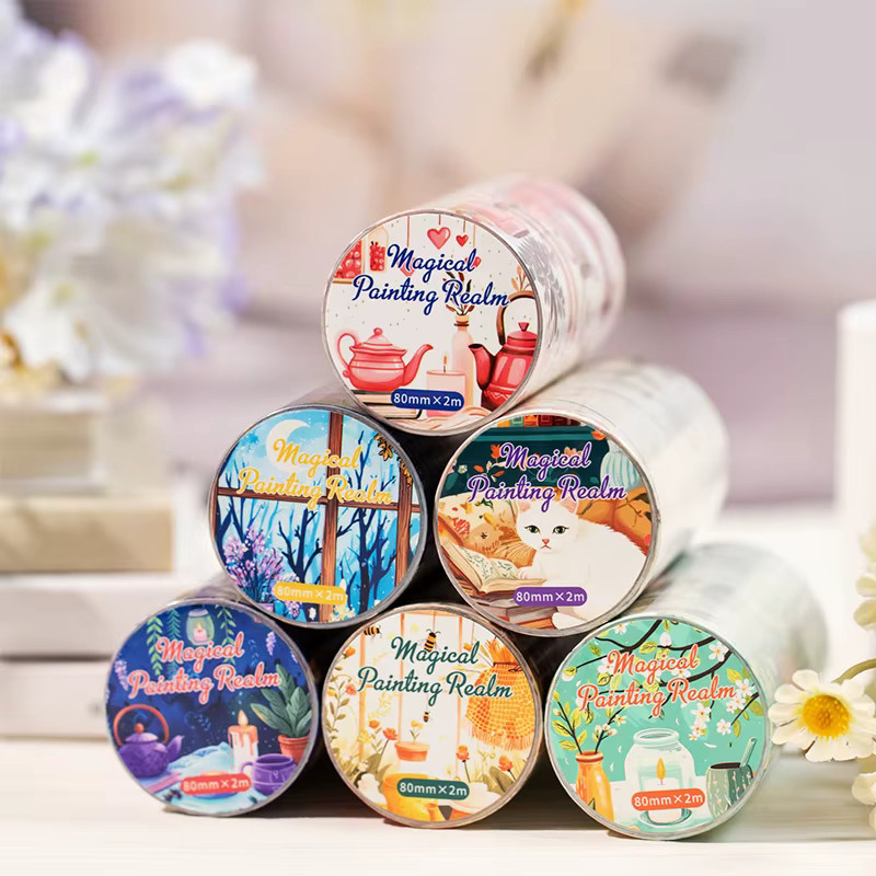 JIANQI Washi Tape Vintage Klebeband in Multicolour für Scrapbooking und Bastelbedarf, Breite: 8 cm, Länge: 2 m - Bild 2