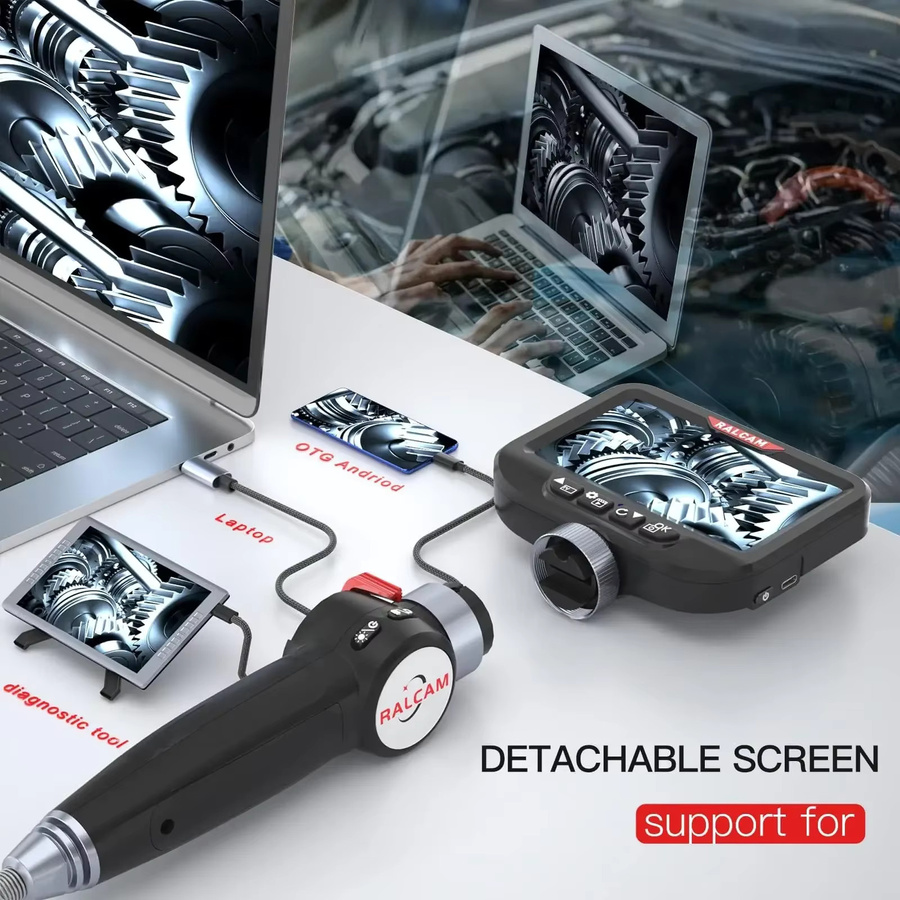 Ralcam Gelenk-Endoskop 2-Wege mit 180 Grad Schwenkfunktion, 3,9 mm Inspektionskamera mit 5,0 Zoll Bildschirm und 10 LED-Leuchten, halbstarres Kabel, Schwarz - Bild 3