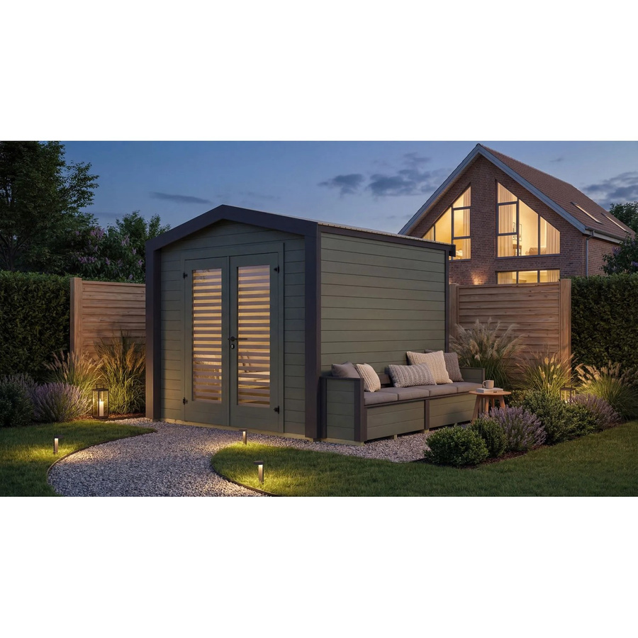 Weka Gartenhaus Killarney Satteldach in Anthrazit-Grün B/T/H: 308 x 250 x 241 cm - Bild 2