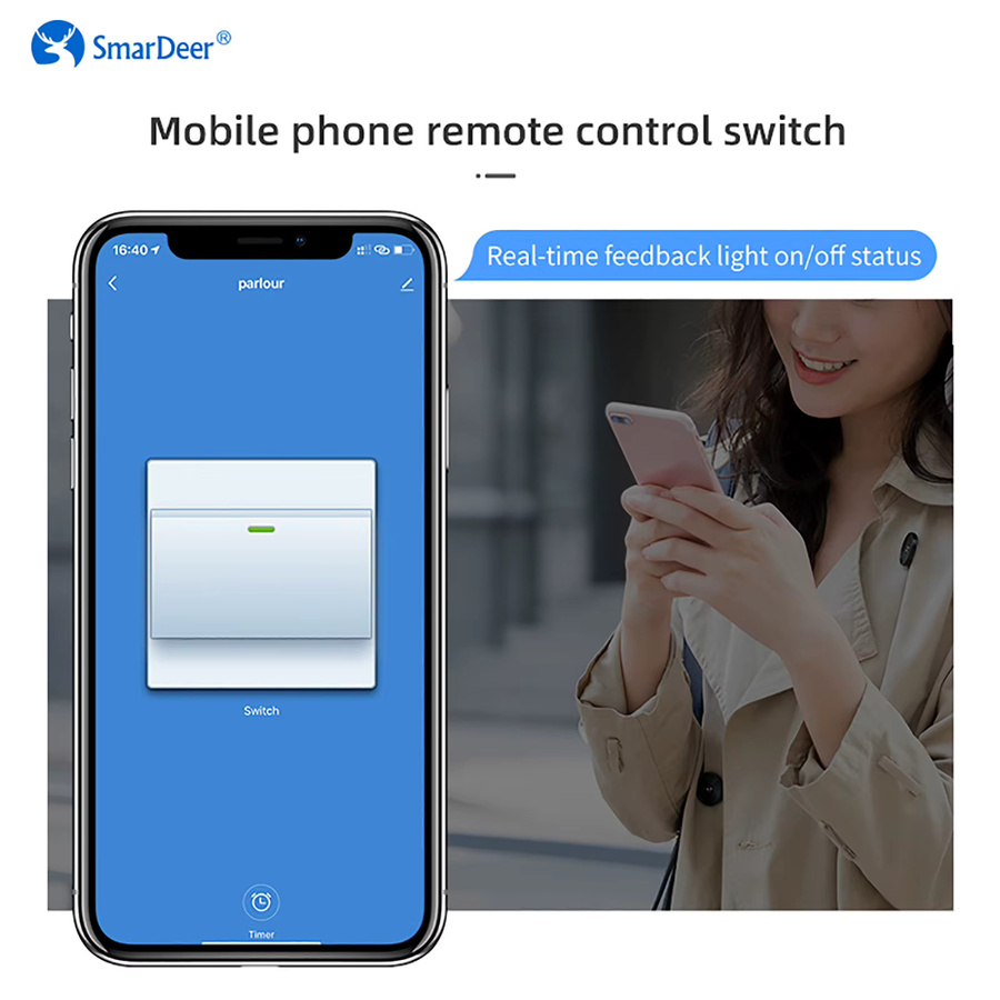SmarDeer Tuya Smart Switch WLAN-Touch-Wandschalter in Weiß, kompatibel mit Alexa und Google Assistant - Bild 3
