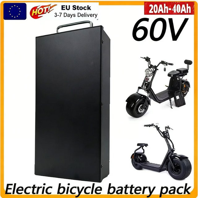 Elektrischer Li-Ionen-Akkupack für Elektro-Motorräder und Citycoco-Roller, 60V, Farbe: Schwarz - Bild 1