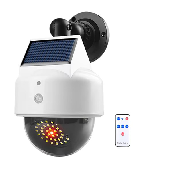 UCYBO Dummy Kamera Solarbetriebene drahtlose CCTV Videoüberwachungskamera mit LED-Licht und Bewegungssensor in Weiß - Bild 6