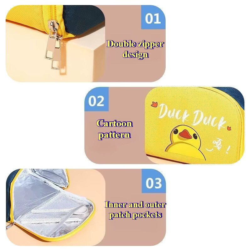 KAIGUANG Enten-Lunchtasche aus Segeltuch in Gelb, thermoisolierte und wasserdichte Lunchbox mit Reißverschluss - Bild 4