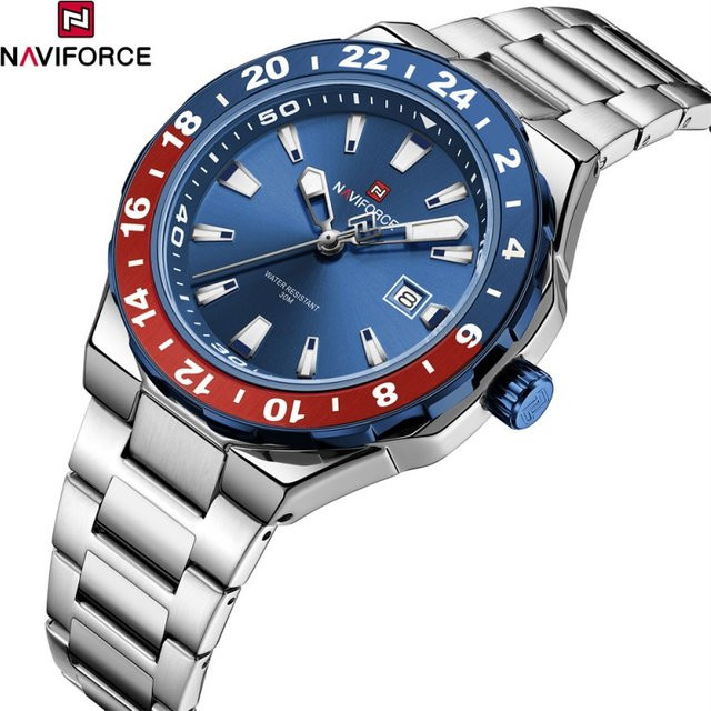 NAVIFORCE Armbanduhr, Quarz, Edelstahl, Blau, Herren - Bild 1