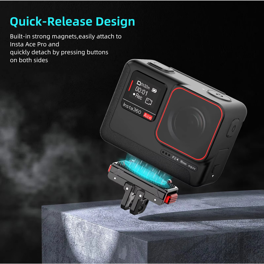 CAMOLO Magnetischer Schnellwechseladapter für Insta360 Ace, Ace Pro, ONE X2 und GoPro 12 11 10 Action-Kameras als QR-Adapter-Montageplatte für Stativ-Montagen - Bild 2