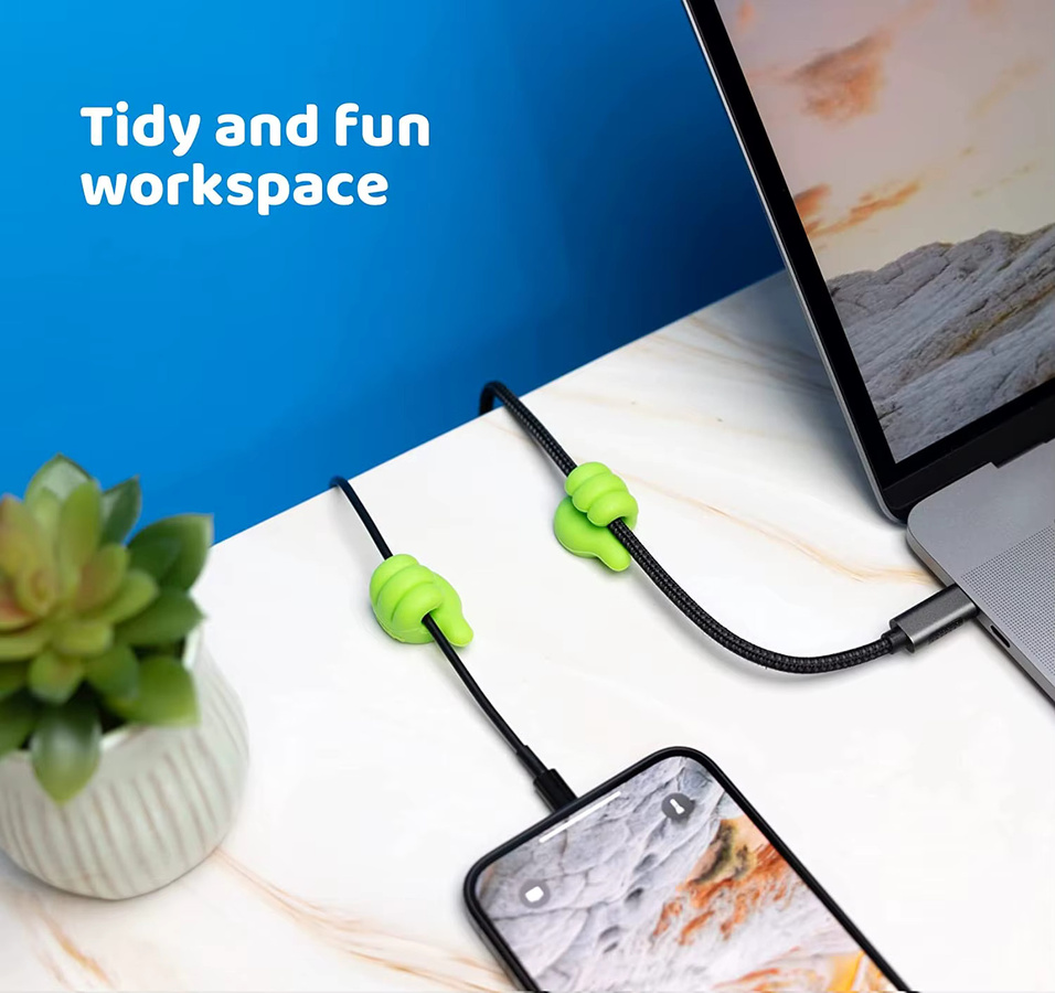 10 Stück Selbstklebende Silikon Kabel Clips für USB-C Kabel Organizer in Weiß - Bild 2