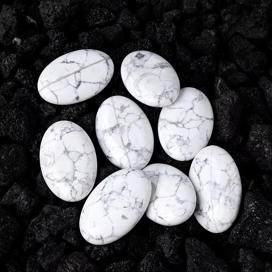 Runyangshi Howlite Palme aus weißem und türkisfarbenem Naturstein als dekoratives Kristall-Ornament - Bild 2