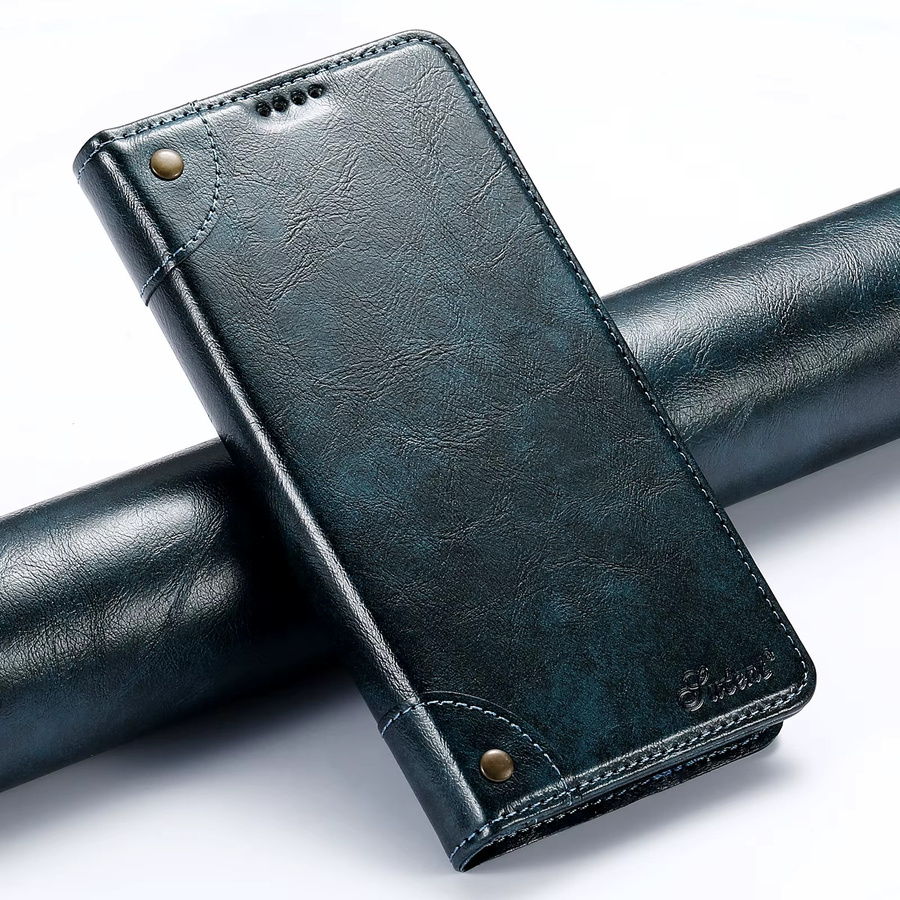 SUTENI Handyhülle aus Kunstleder mit Kartenhalter und Ständer als Magnet Flip Cover für iPhone 17 Pro Max 16 Plus 15 14 13 12 in Schwarz - Bild 5
