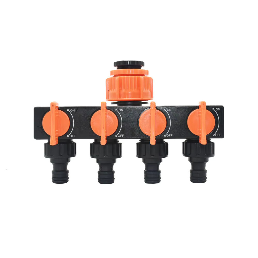 4-Wege-Splitter für die Tropfbewässerung mit Schnellanschluss für Wasserleitungen 1/2 Zoll, 3/4 Zoll und 1 Zoll - Bild 2