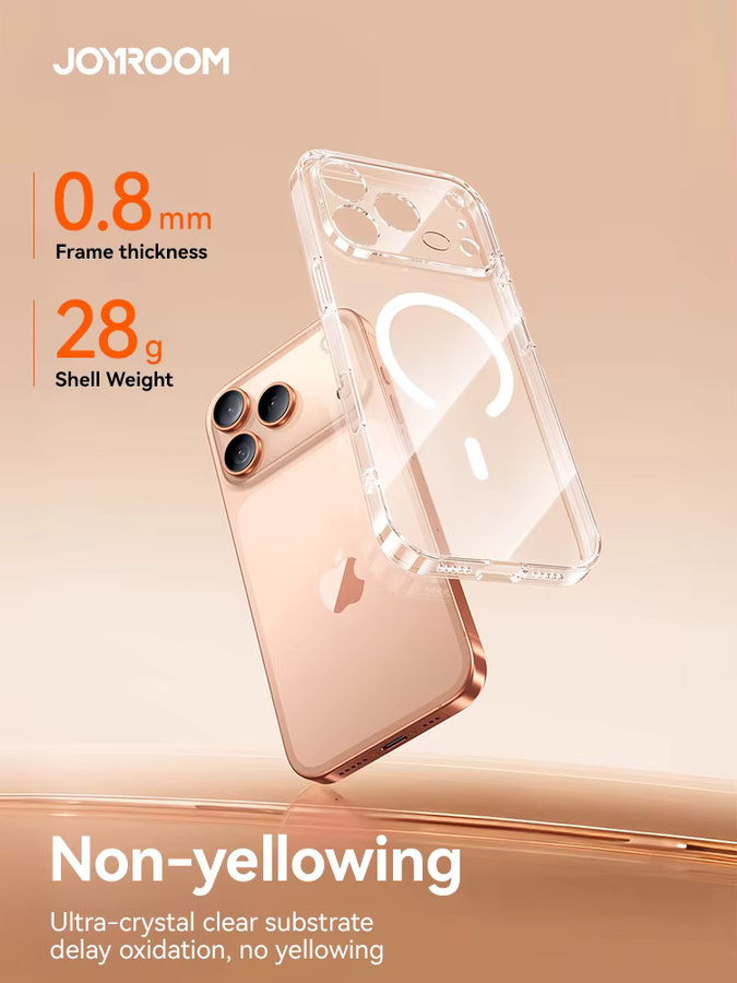 Joyroom Magnetische Schutzhülle für iPhone 17 Pro Max, Transparente Anti-Gelb Hülle mit Unterstützung für kabelloses Laden - Bild 4