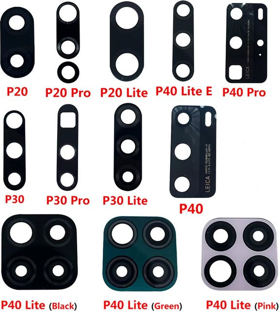 Ersatz Kameraobjektiv Glas mit Kleber für Huawei P50 P60 P20 P30 Lite P40 Pro P40 Lite 5G P40 Lite E in Schwarz - Bild 1