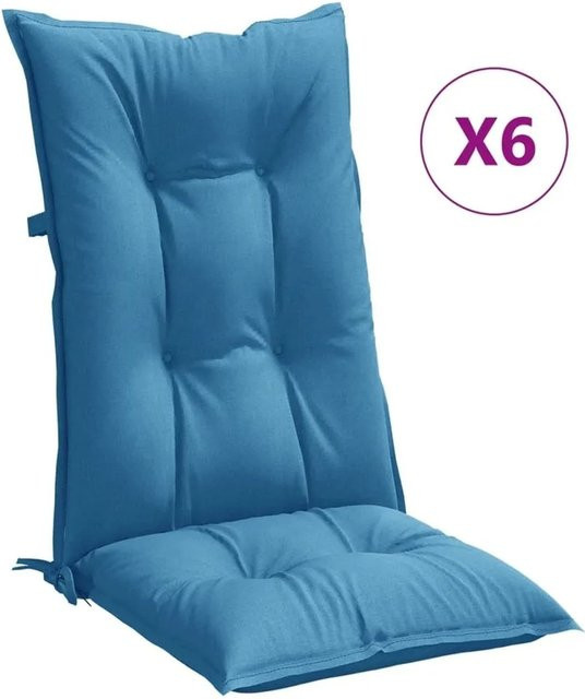 6er Set vidaXL Hochlehner-Auflagen Melange Blau aus Polyester, B/H/T: 120 x 50 x 7 cm - Bild 1
