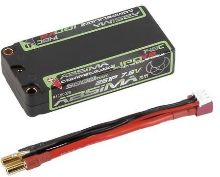 Absima Modellbau-Akkupack HV LiPo 7,6 V 5000 mAh Shorty Hardcase in Schwarz mit 5 mm Buchse und 5 mm Goldsteckern - Bild 1