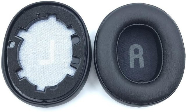 Ersatz-Leder-Ohrpolster in Schwarz als Reparaturteil für JBL Tune 700BT, 710BT, 760NC und 750BTNC Kopfhörer - Bild 1