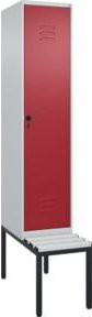 C+P Spind Classic PLUS Garderobenschrank mit Sitzbank, 1 Abteil, Lichtgrau, B/T/H: 212 x 40 x 81,5 cm - Bild 1
