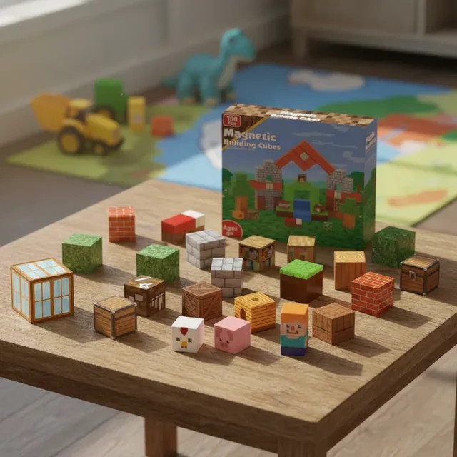 HUATEC Magnetische Bausteine Set mit 100 Teilen, STEM Pädagogisches Spielzeug für Kinder zur freien Montage von Tier- und Hausmodellen, Mehrfarbig - Bild 1
