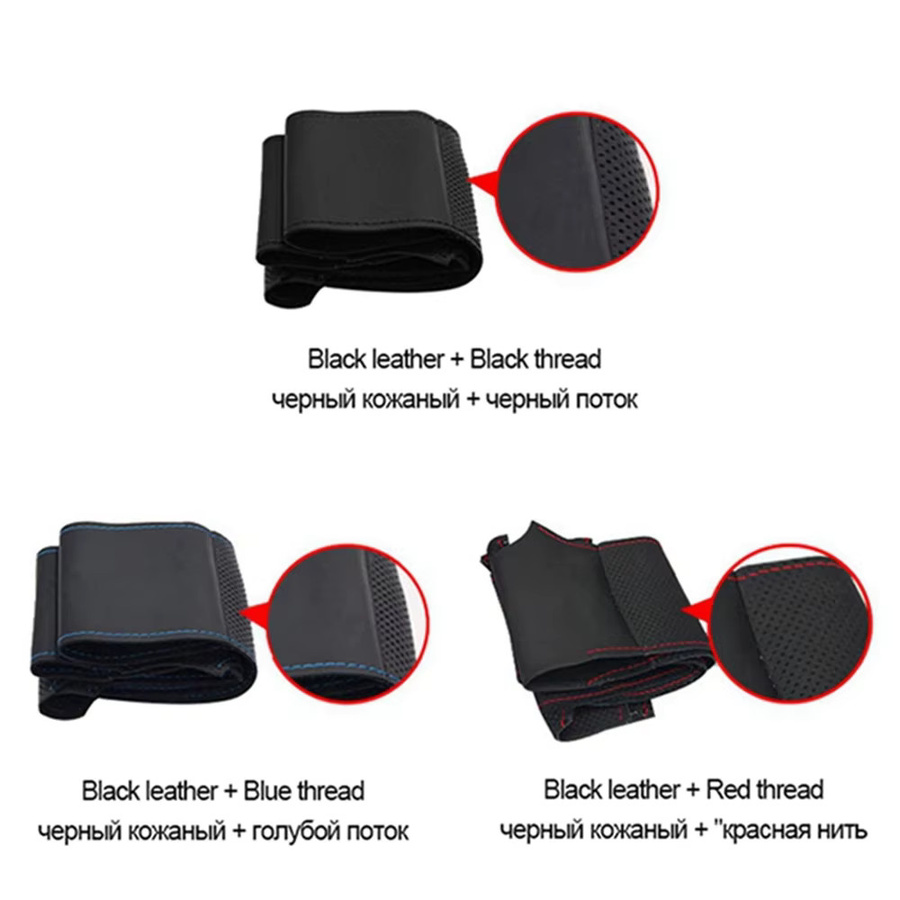 Handgenähte Lenkradabdeckung in Schwarz für Mercedes-Benz C-Klasse, E-Klasse, GLC260, C200, E300, GLA, GLE und CLA - Bild 4
