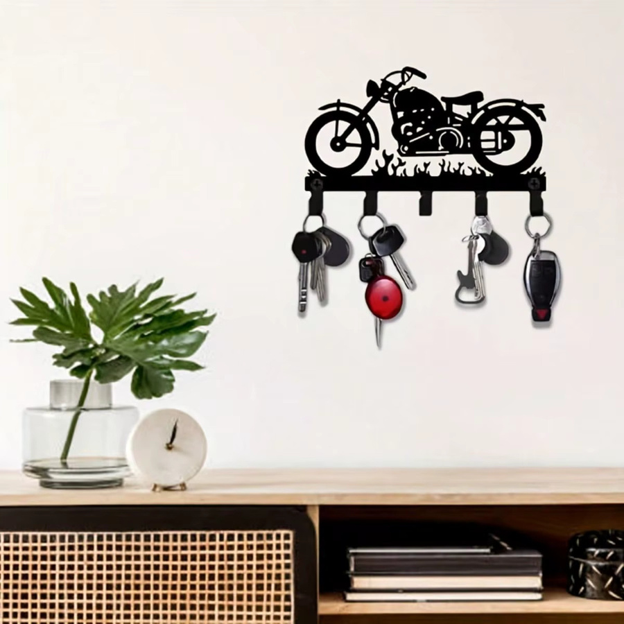 HELLOYOUNG Multifunktionaler Metall-Schlüsselhalter zur Wandmontage in Schwarz mit 10 Haken als Aufbewahrungsorganizer für deinen Eingangsbereich - Bild 4