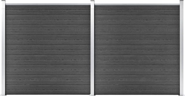 vidaXL Zaunelement Set WPC in Schwarz, B/H: 353 x 186 cm - Bild 1