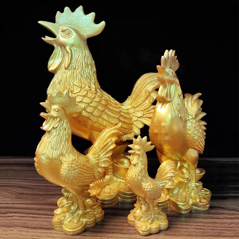 Vergoldete Hühnerdekoration Glückshahn aus Harz von Yiran Furniture in Gold - Bild 3