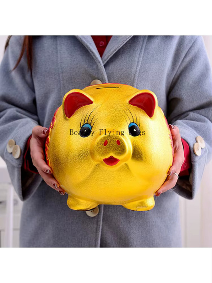 WSHYUFEI Goldene Keramik-Spardose Schwein mit verstecktem Safe für Erwachsene und Kinder - Bild 4