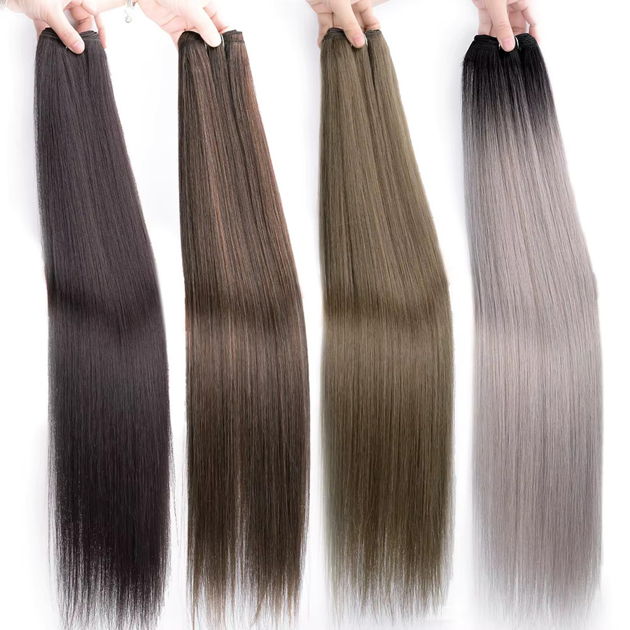 BUDABUDABUDA Haarverlängerung, synthetisch, glatt, Ombre, braun, 66 cm, Unisex - Bild 2