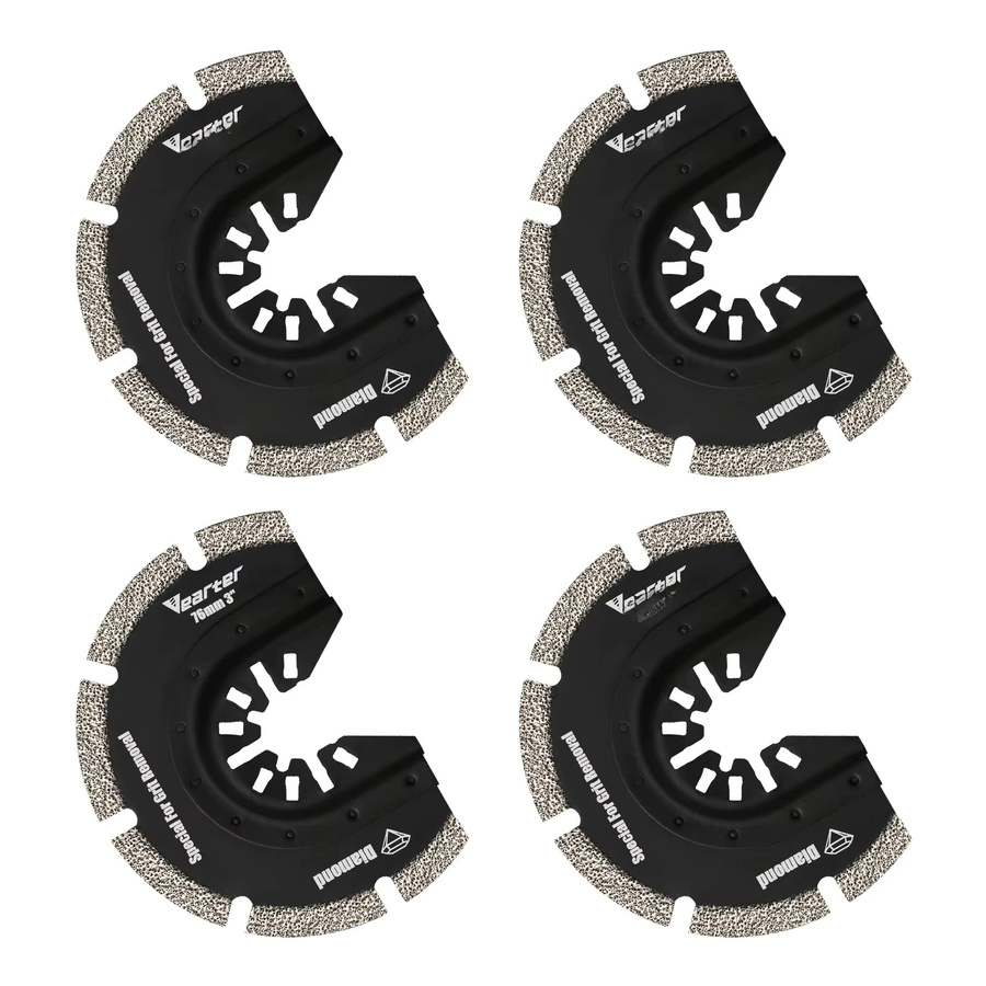 4er-Pack Diamant-Halbkreis-Sägeblätter für oszillierende Multi-Tools, 76 mm, Schwarz, zum Schneiden von Fliesen und Entfernen von Mörtel - Bild 7